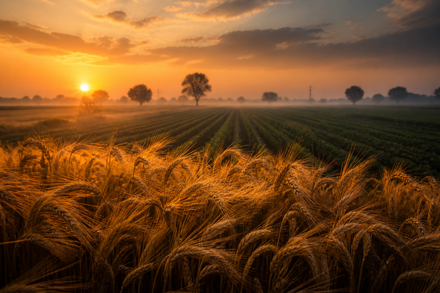 Green agricultural fields representing agri advisory technology